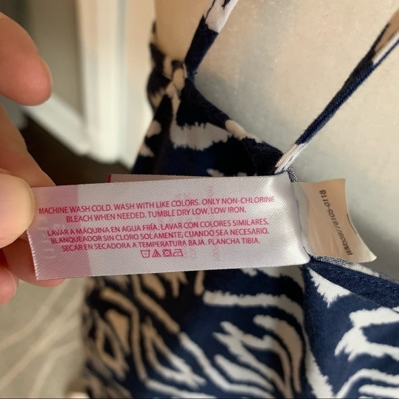 No Boundaries Navy Block Print Rayon Tank Top - Picture 6 of 6